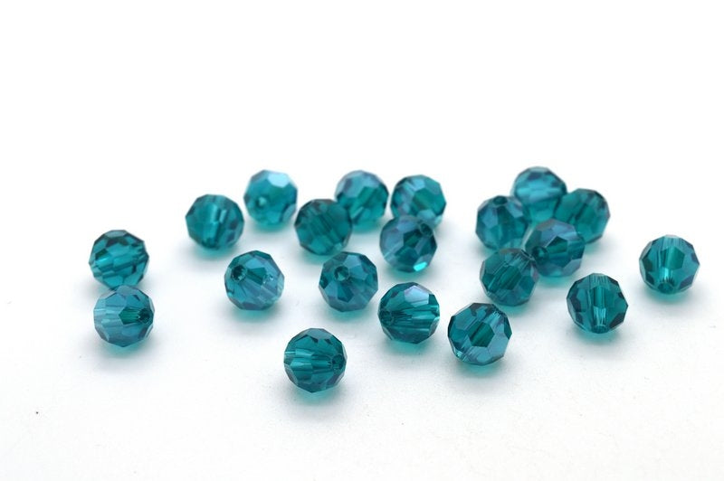 Facet geslepen ronde kraal, 6mm, blauw