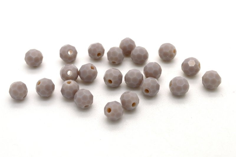 Facet geslepen ronde kraal, 6 mm, lila-taupe