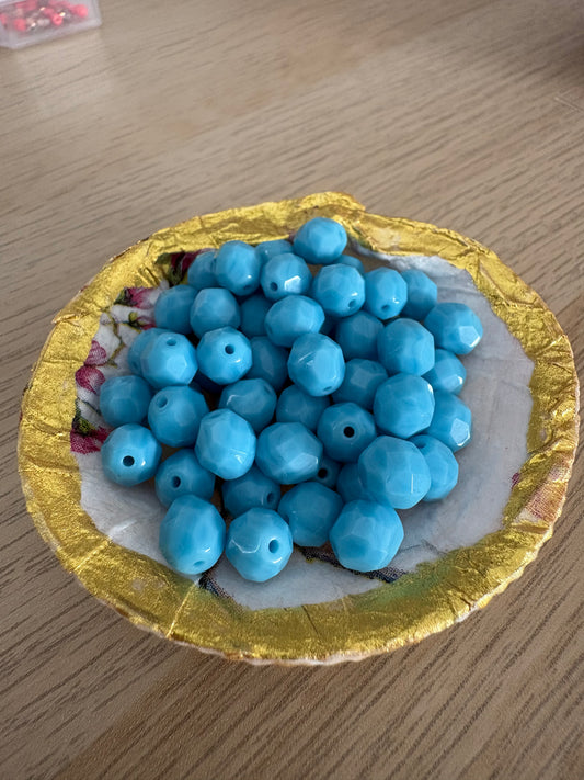 Tsjechische facetkralen, blauw