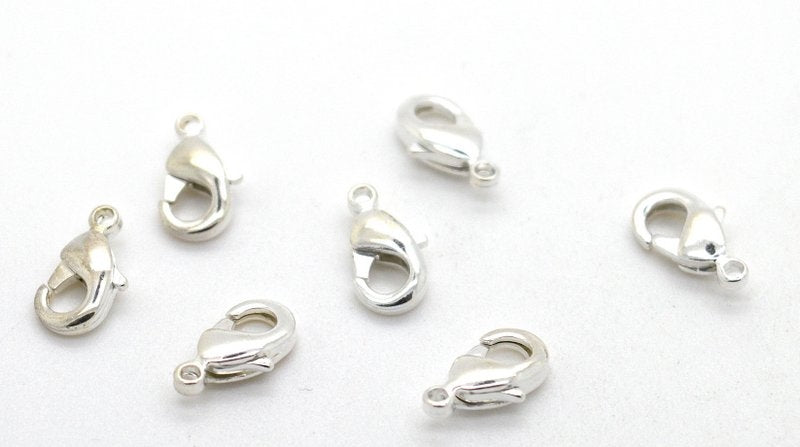 Karabijnsluiting, klein, silverplated, 4 stuks