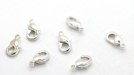 Karabijnsluiting, klein, silverplated, 4 stuks