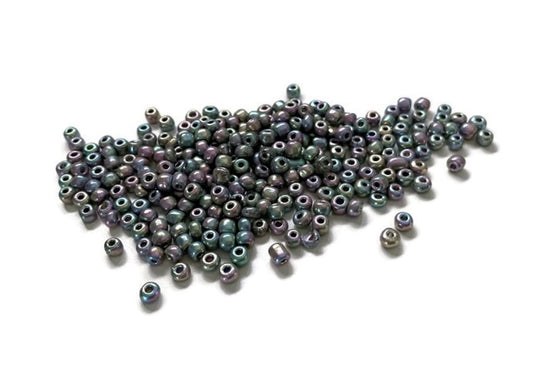 Rocailles 6/0 (4mm), metallic shine multicolor silver