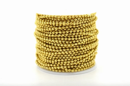 Bolletjesketting, ballchain, goudkleur, 2mm dik, per halve meter