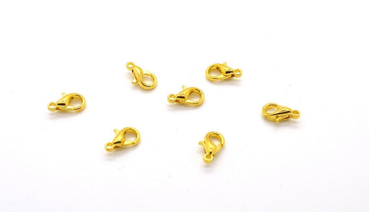 Karabijnsluiting, klein, goldplated, 4 stuks