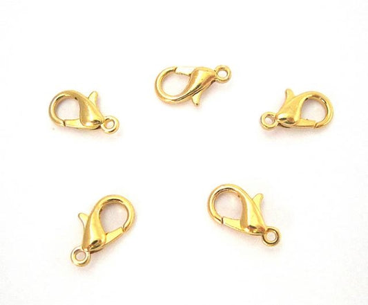 Karabijnsluiting, goudkleur 12mm, per 5 stuks